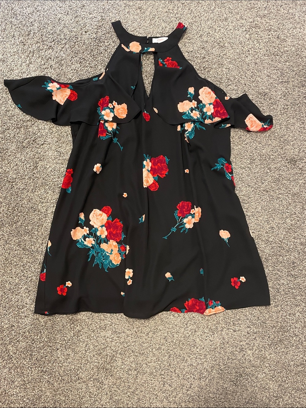Cold-Shoulder Floral Dress